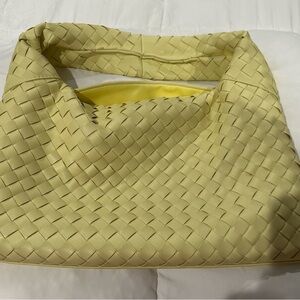 Yellow Woven Leather Hobo Bag